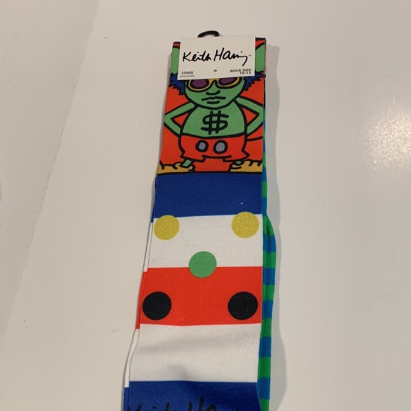 Keith Haring socks 2 pair NWT Sz 10 -13 - Picture 3 of 7